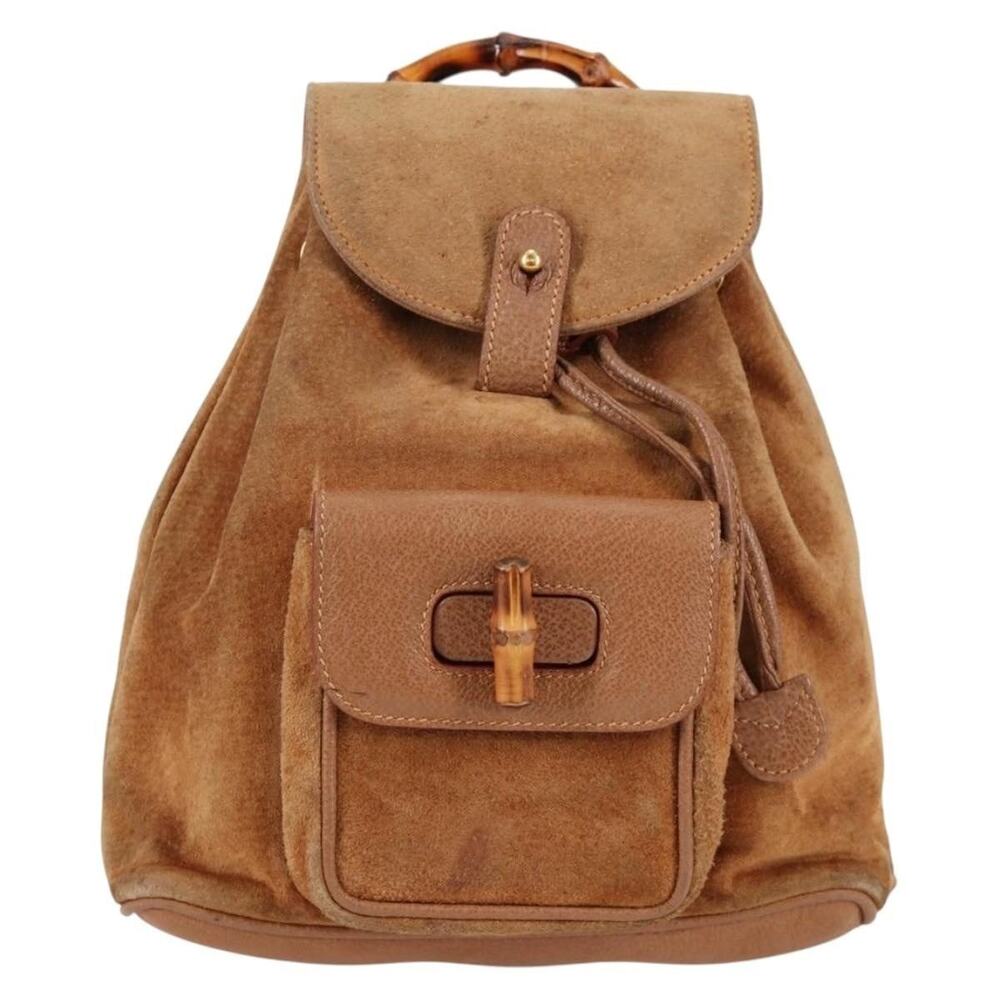 Gucci Bamboo Suede Backpack Brown